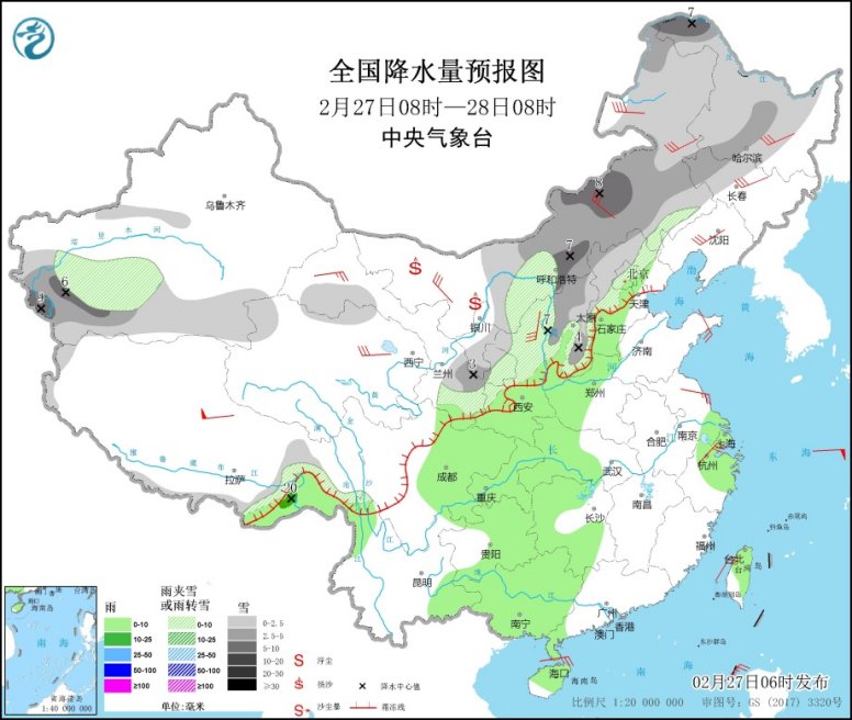 中东部大范围雨雪无缝衔接 气温多震荡