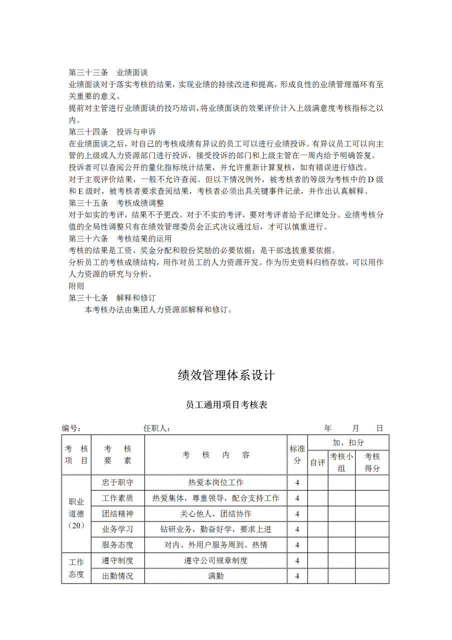 办公室神器：《公司绩效考核办法》附全套表格制度与操作方案